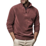 Men's Fleece Half-Zip Sweater with Ribbed Cuffs