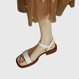 Women's Leather Sandals with Supportive Block Heel