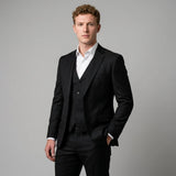 Men's Formal Three-Piece Slim Fit Wool Blend Suit