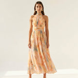 Women's Floral Halter Midi Dress