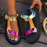 Iridescent Chunky Platform Sandals with Adjustable Straps