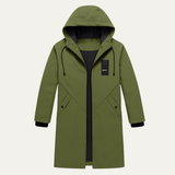 Men's Long Hooded Waterproof Windproof Rain Jacket