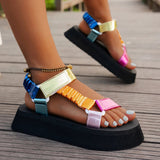 Iridescent Chunky Platform Sandals with Adjustable Straps