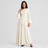 Women's Round-Neck Ruffle A-Line Maxi Dress