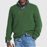 Men's Zip-Up Cashmere Sweater with Long Sleeves