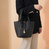 Structured Drawstring Tote Shoulder Bag
