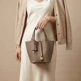 Structured Drawstring Tote Shoulder Bag