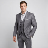 Men's Formal Three-Piece Slim Fit Wool Blend Suit