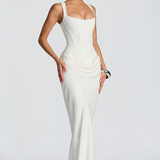 Square Neck Draped Maxi Dress