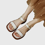Women's Leather Sandals with Supportive Block Heel