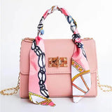 Printed Scarf Handle Crossbody Satchel Bag