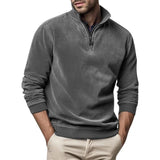Men's Fleece Half-Zip Sweater with Ribbed Cuffs