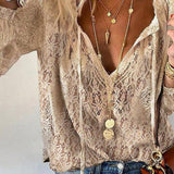 Women's Lace Trim V-Neck Blouse