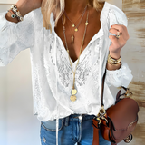 Women's Lace Trim V-Neck Blouse