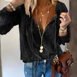 Women's Lace Trim V-Neck Blouse