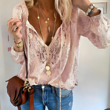 Women's Lace Trim V-Neck Blouse