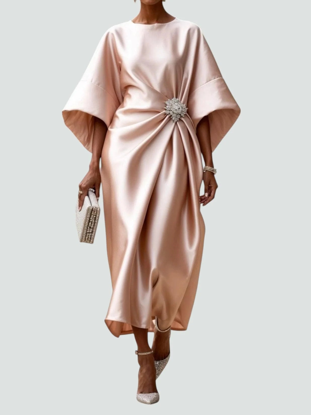 Women’s Draped Satin Midi Dress