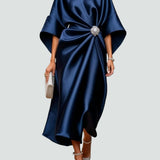 Women’s Draped Satin Midi Dress