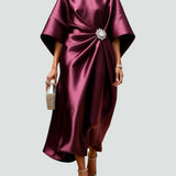 Women’s Draped Satin Midi Dress