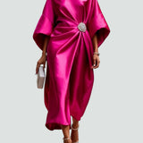 Women’s Draped Satin Midi Dress