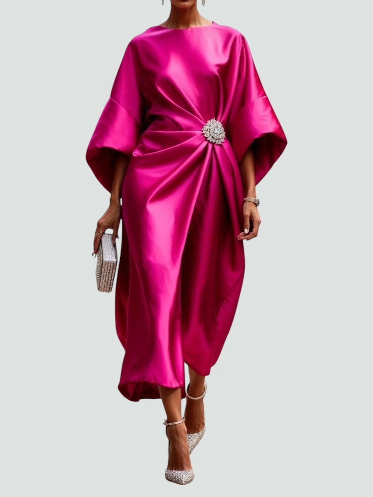 Women’s Draped Satin Midi Dress