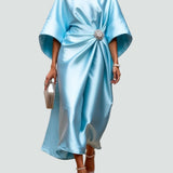 Women’s Draped Satin Midi Dress