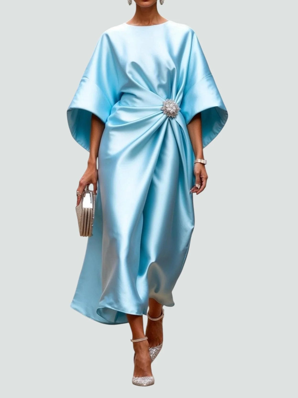 Women’s Draped Satin Midi Dress