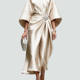 Women’s Draped Satin Midi Dress