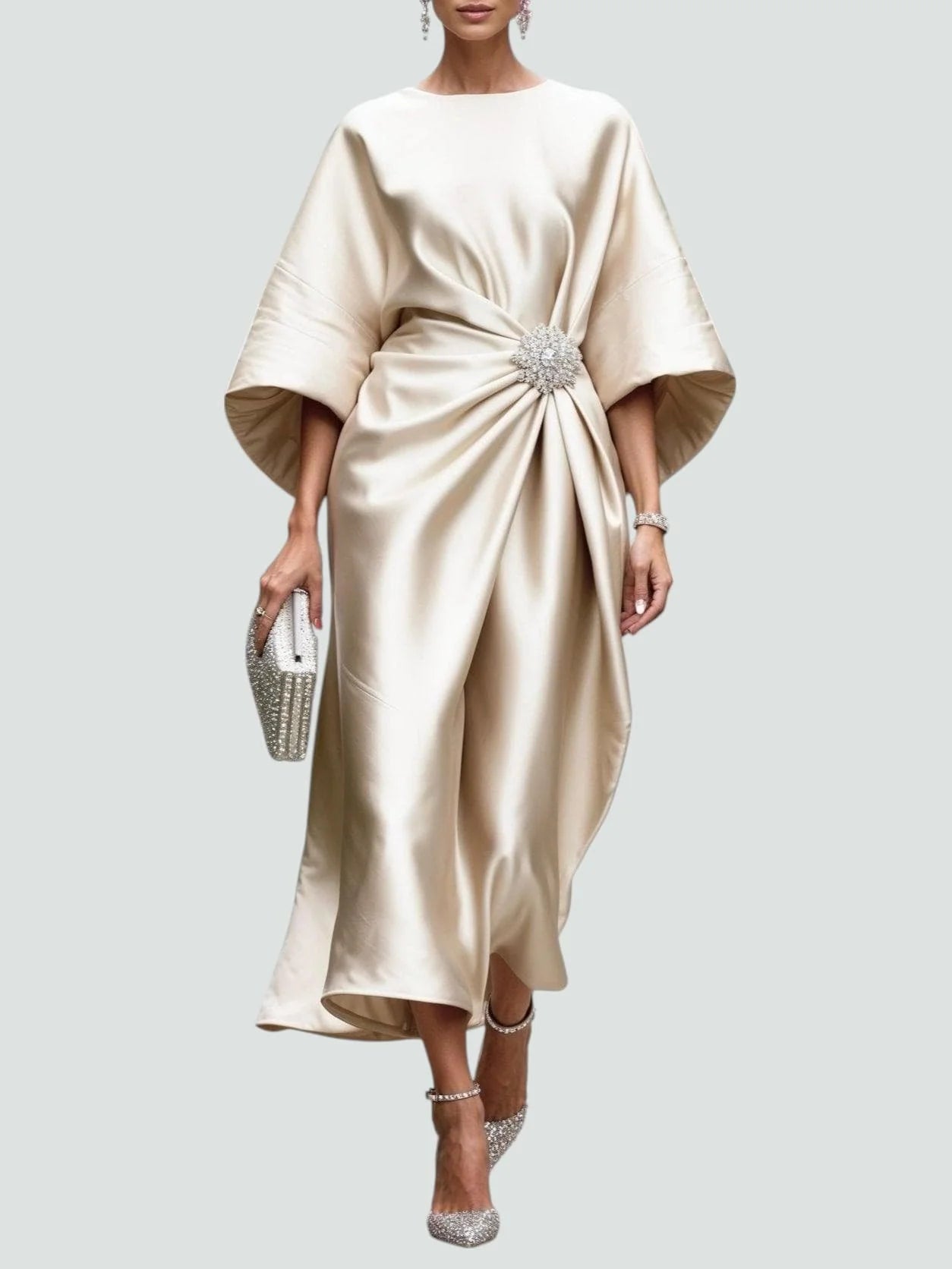 Women’s Draped Satin Midi Dress