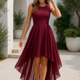 Women's Sleeveless High Low Chiffon Midi Dress