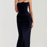 Women's Strapless Ruched Maxi Dress