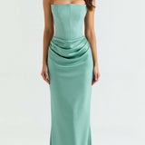 Women's Strapless Ruched Maxi Dress
