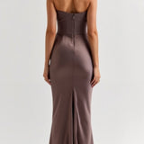 Women's Strapless Ruched Maxi Dress