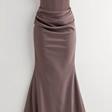 Women's Strapless Ruched Maxi Dress