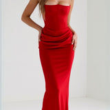 Women's Strapless Ruched Maxi Dress