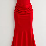 Women's Strapless Ruched Maxi Dress