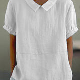 Women's Collared Short Sleeve Blouse