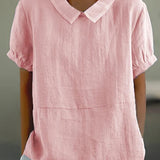 Women's Collared Short Sleeve Blouse