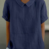 Women's Collared Short Sleeve Blouse
