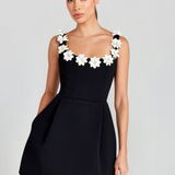 Women's Floral Trim A-Line Mini Dress