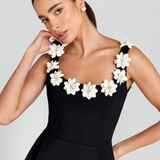 Women's Floral Trim A-Line Mini Dress