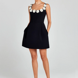 Women's Floral Trim A-Line Mini Dress