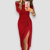 Ruched Off-Shoulder Bodycon Midi Dress for Women