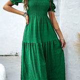 Ladies’ Puff Sleeve Midi Dress