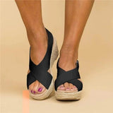 Women's Cross Strap Wedge Sandals
