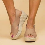 Women's Cross Strap Wedge Sandals