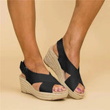 Women's Cross Strap Wedge Sandals