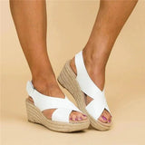 Women's Cross Strap Wedge Sandals
