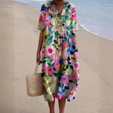 Women's Floral V-Neck Midi Dress