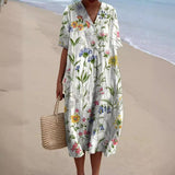 Women's Floral V-Neck Midi Dress